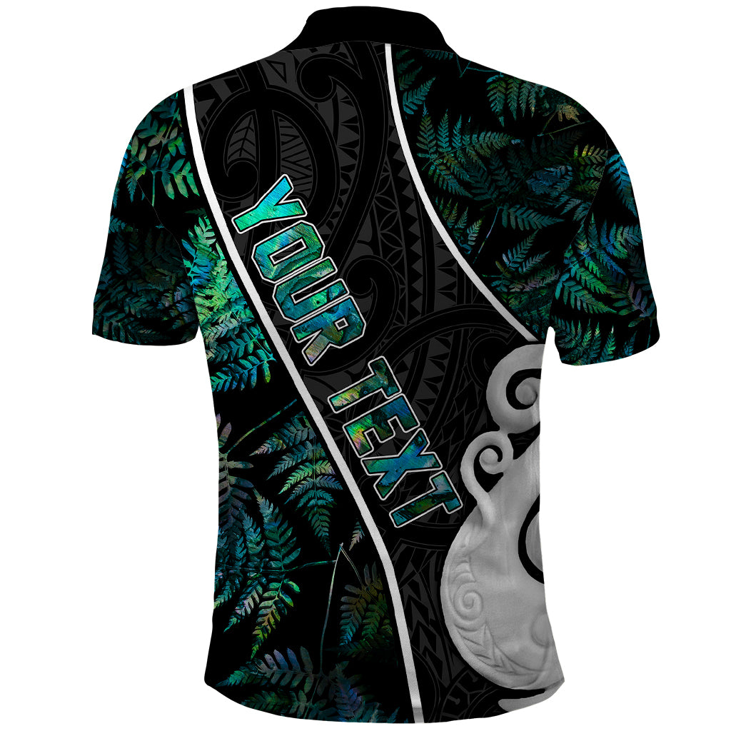 Peronsalised New Zealand Polo Shirt Paua Shell Maori Manaia with Silver Ferns - Wonder Print Shop