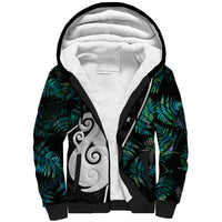 Peronsalised New Zealand Sherpa Hoodie Paua Shell Maori Manaia with Silver Ferns - Wonder Print Shop