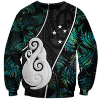 Personalised New Zealand Sweatshirt Paua Shell Maori Manaia with Silver Ferns - Wonder Print Shop