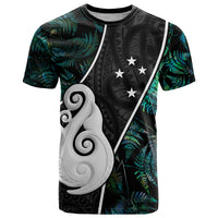 Personalised New Zealand T Shirt Paua Shell Maori Manaia with Silver Ferns - Wonder Print Shop