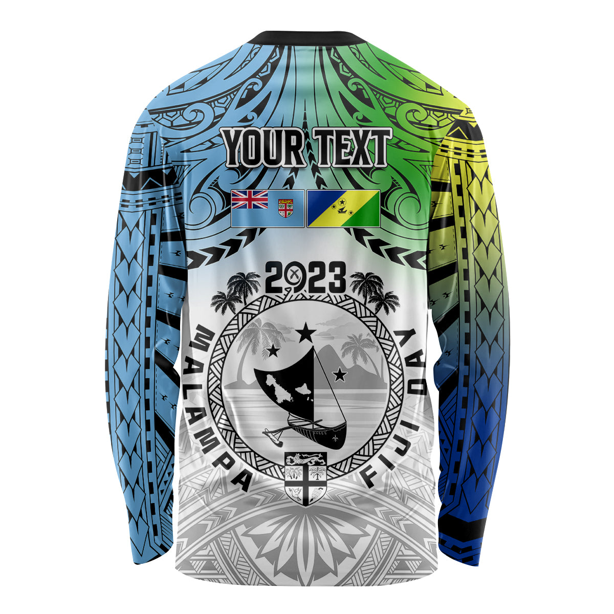 Personalised Malampa Fiji Day Long Sleeve Shirt Gradient Style - Wonder Print Shop