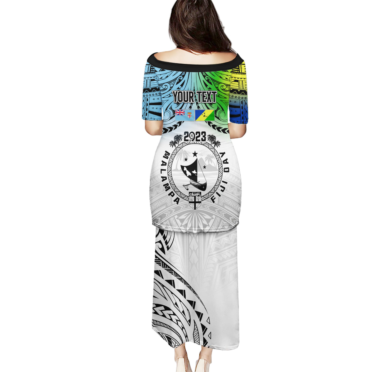 Personalised Malampa Fiji Day Puletasi Gradient Style - Wonder Print Shop