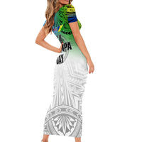 Personalised Malampa Fiji Day Short Sleeve Bodycon Dress Gradient Style - Wonder Print Shop