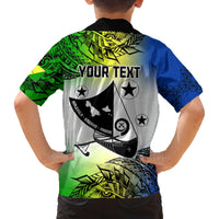 Personalised Malampa Day Family Matching Long Sleeve Bodycon Dress and Hawaiian Shirt Malampa Emblem Gradient Style LT7 - Wonder Print Shop