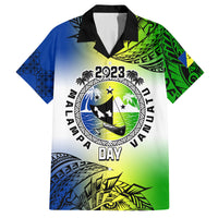 Personalised Malampa Day Family Matching Long Sleeve Bodycon Dress and Hawaiian Shirt Malampa Emblem Gradient Style LT7 - Wonder Print Shop