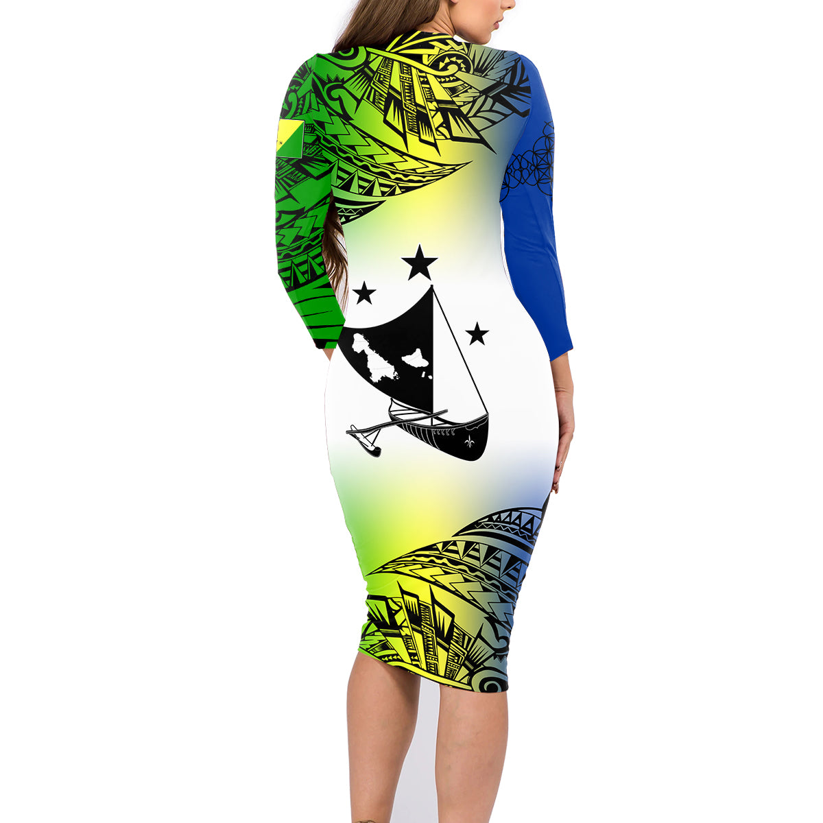 Personalised Malampa Day Family Matching Long Sleeve Bodycon Dress and Hawaiian Shirt Malampa Emblem Gradient Style LT7 - Wonder Print Shop