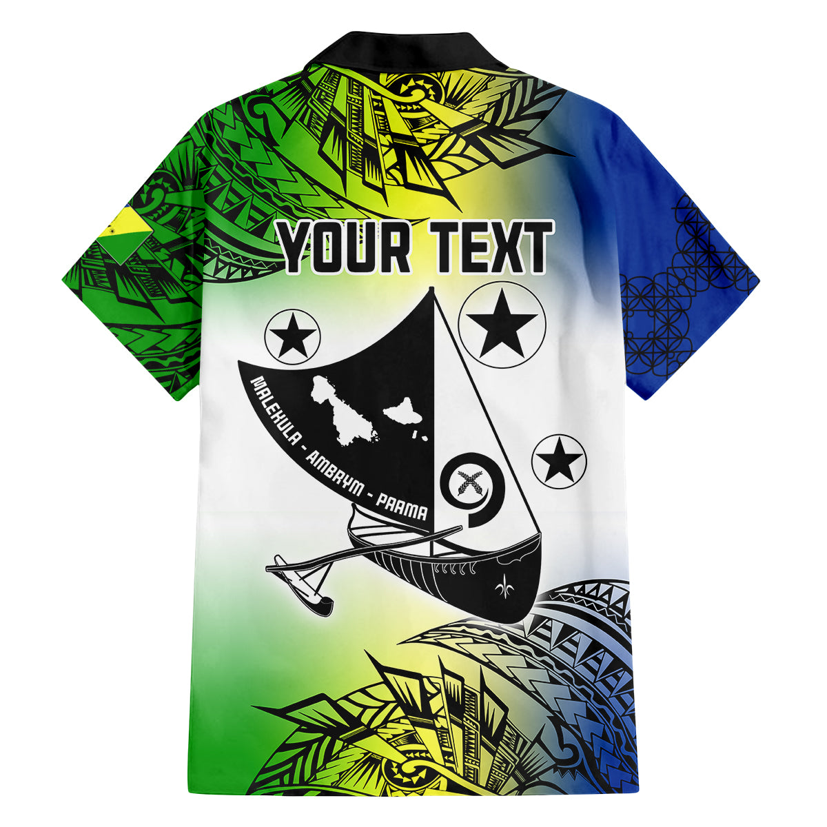 Personalised Malampa Day Family Matching Off Shoulder Long Sleeve Dress and Hawaiian Shirt Malampa Emblem Gradient Style - Wonder Print Shop