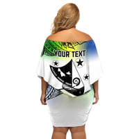 Personalised Malampa Day Family Matching Off Shoulder Short Dress and Hawaiian Shirt Malampa Emblem Gradient Style LT7 - Wonder Print Shop