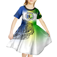 Personalised Malampa Day Kid Short Sleeve Dress Malampa Emblem Gradient Style - Wonder Print Shop