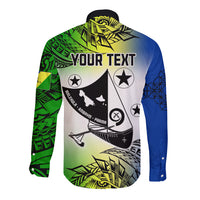 Personalised Malampa Day Long Sleeve Button Shirt Malampa Emblem Gradient Style - Wonder Print Shop