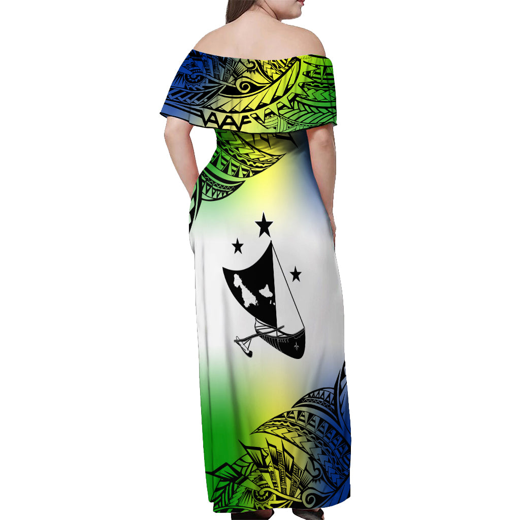 Personalised Malampa Day Off Shoulder Maxi Dress Malampa Emblem Gradient Style - Wonder Print Shop