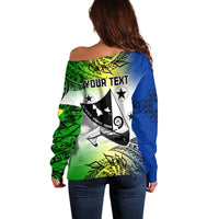 Personalised Malampa Day Off Shoulder Sweater Malampa Emblem Gradient Style - Wonder Print Shop