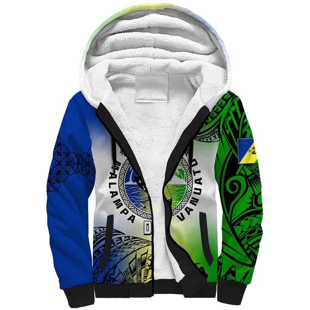 Personalised Malampa Day Sherpa Hoodie Malampa Emblem Gradient Style - Wonder Print Shop