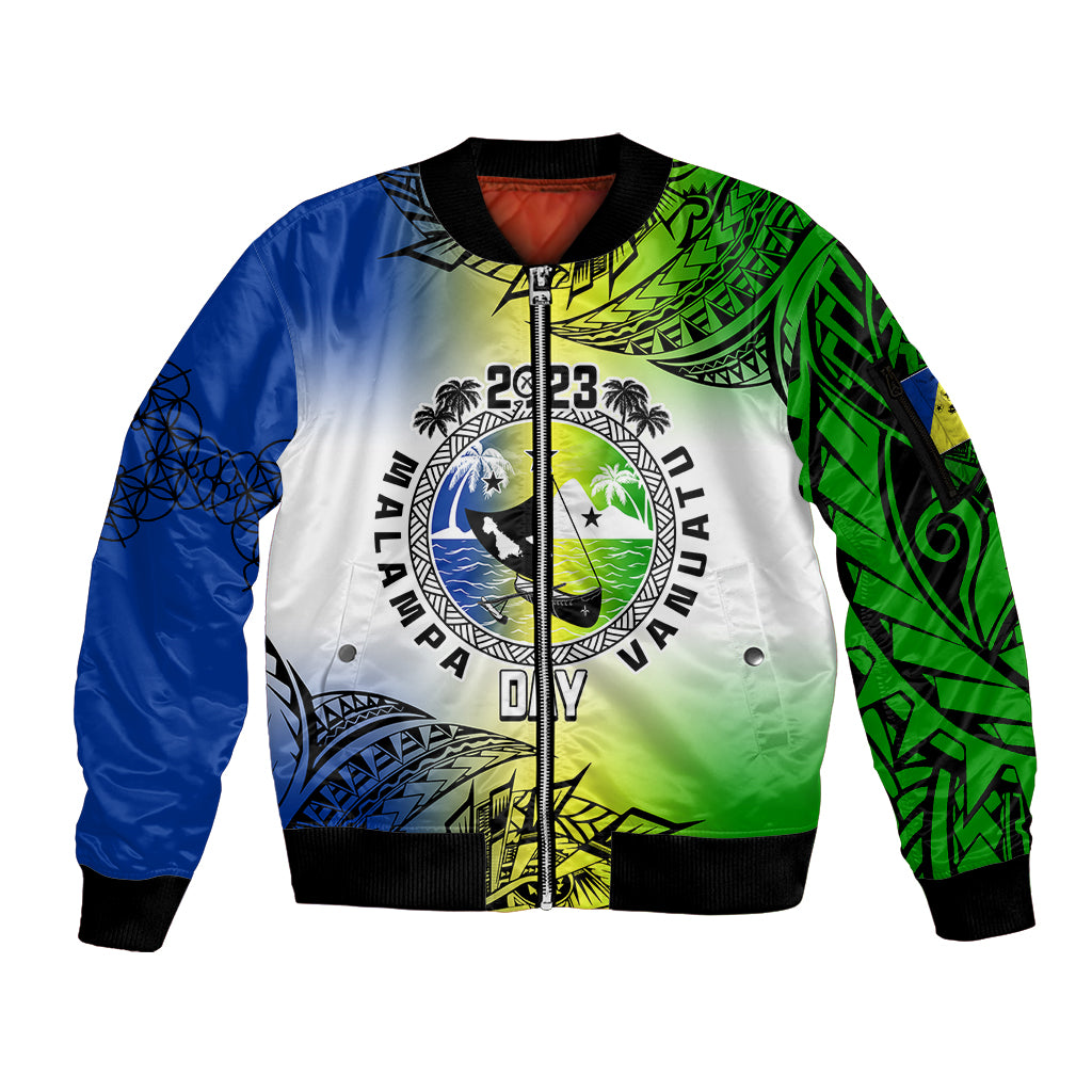 Personalised Malampa Day Sleeve Zip Bomber Jacket Malampa Emblem Gradient Style - Wonder Print Shop