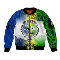 Personalised Malampa Day Sleeve Zip Bomber Jacket Malampa Emblem Gradient Style - Wonder Print Shop