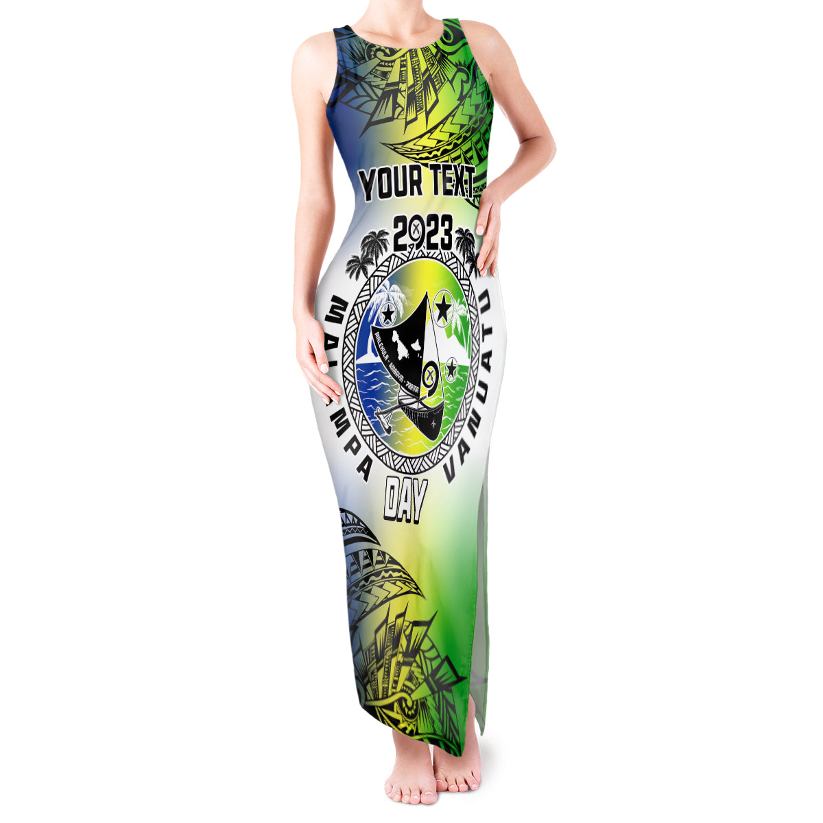 Personalised Malampa Day Tank Maxi Dress Malampa Emblem Gradient Style - Wonder Print Shop