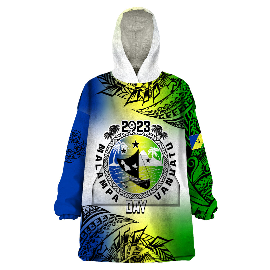 Personalised Malampa Day Wearable Blanket Hoodie Malampa Emblem Gradient Style - Wonder Print Shop