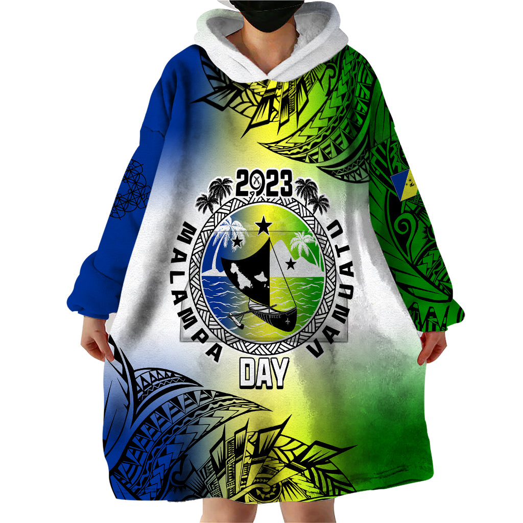 Personalised Malampa Day Wearable Blanket Hoodie Malampa Emblem Gradient Style - Wonder Print Shop