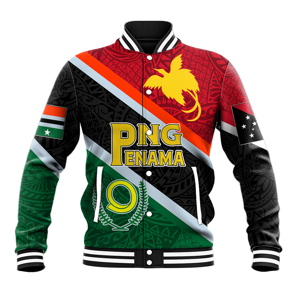 Personalised Penama and Papua New Guinea Day Baseball Jacket Emblem Mix Style LT7 - Wonder Print Shop