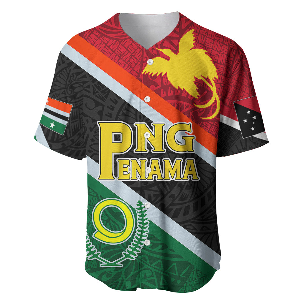 Personalised Penama and Papua New Guinea Day Baseball Jersey Emblem Mix Style LT7 - Wonder Print Shop