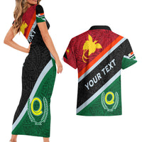 Personalised Penama and Papua New Guinea Day Couples Matching Short Sleeve Bodycon Dress and Hawaiian Shirt Emblem Mix Style LT7 - Wonder Print Shop