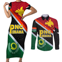 Personalised Penama and Papua New Guinea Day Couples Matching Short Sleeve Bodycon Dress and Long Sleeve Button Shirts Emblem Mix Style LT7 - Wonder Print Shop