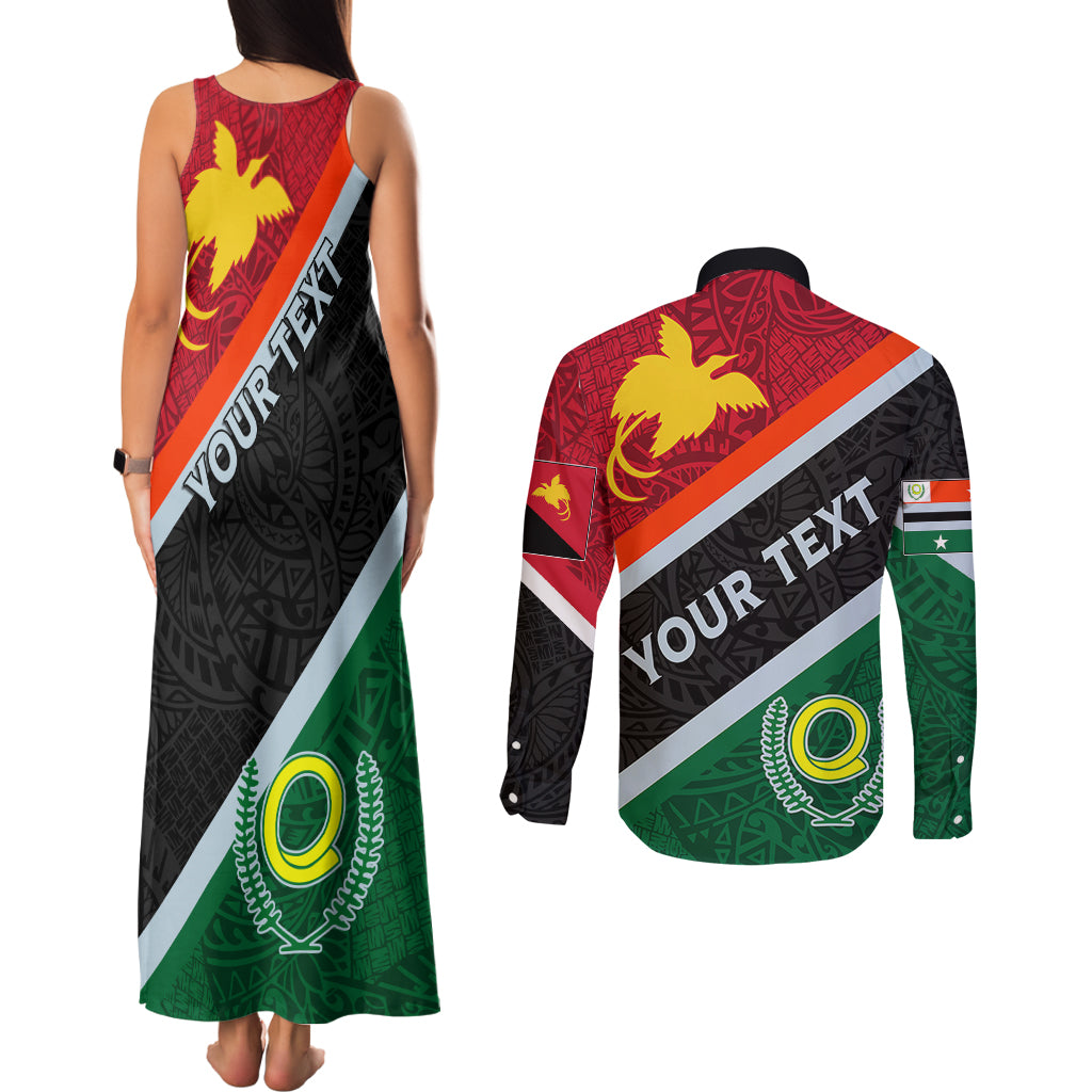 Personalised Penama and Papua New Guinea Day Couples Matching Tank Maxi Dress and Long Sleeve Button Shirts Emblem Mix Style LT7 - Wonder Print Shop