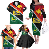 Personalised Penama and Papua New Guinea Day Family Matching Off Shoulder Long Sleeve Dress and Hawaiian Shirt Emblem Mix Style - Wonder Print Shop