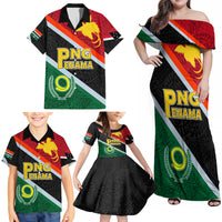 Personalised Penama and Papua New Guinea Day Family Matching Off Shoulder Maxi Dress and Hawaiian Shirt Emblem Mix Style LT7 - Wonder Print Shop