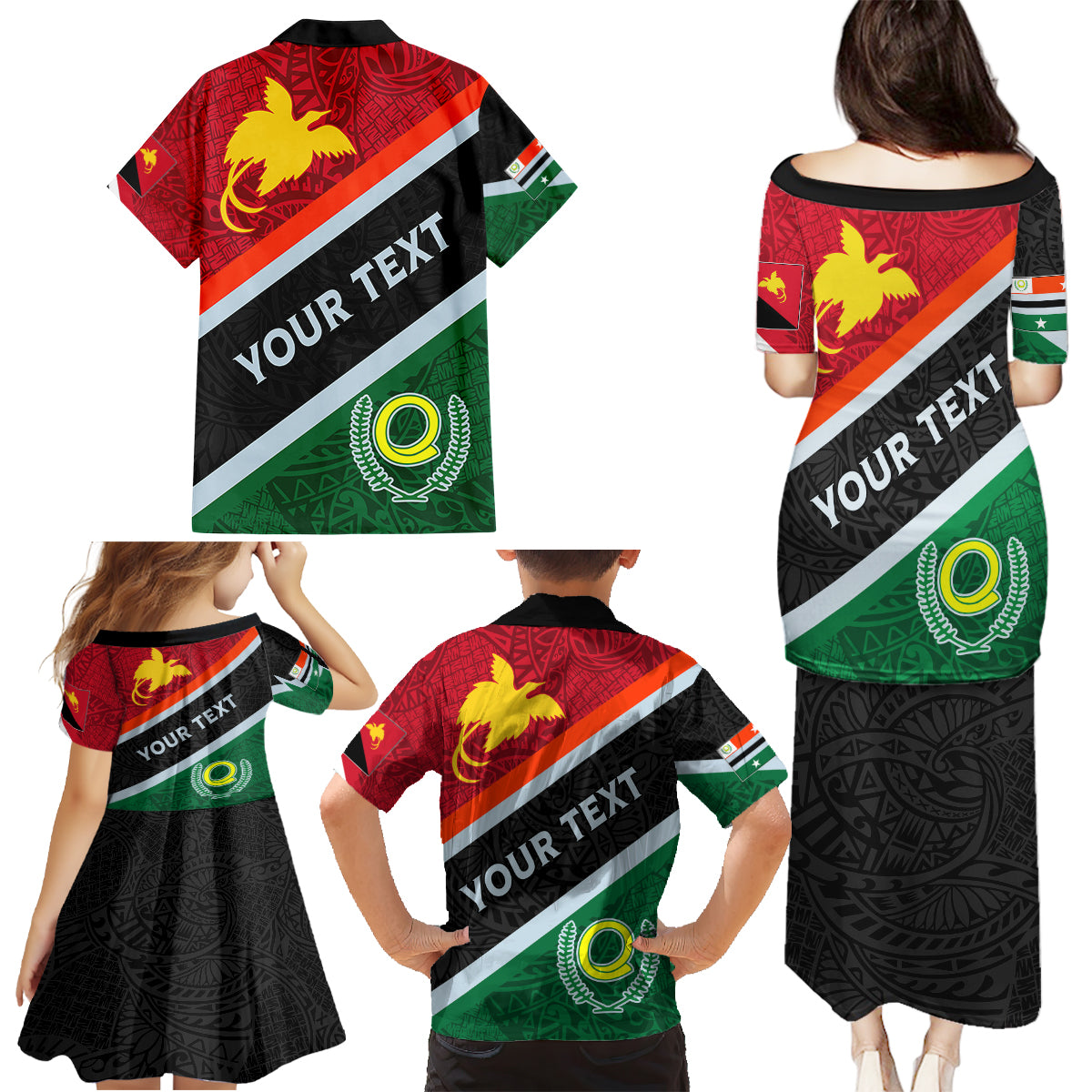 Personalised Penama and Papua New Guinea Day Family Matching Puletasi Dress and Hawaiian Shirt Emblem Mix Style - Wonder Print Shop