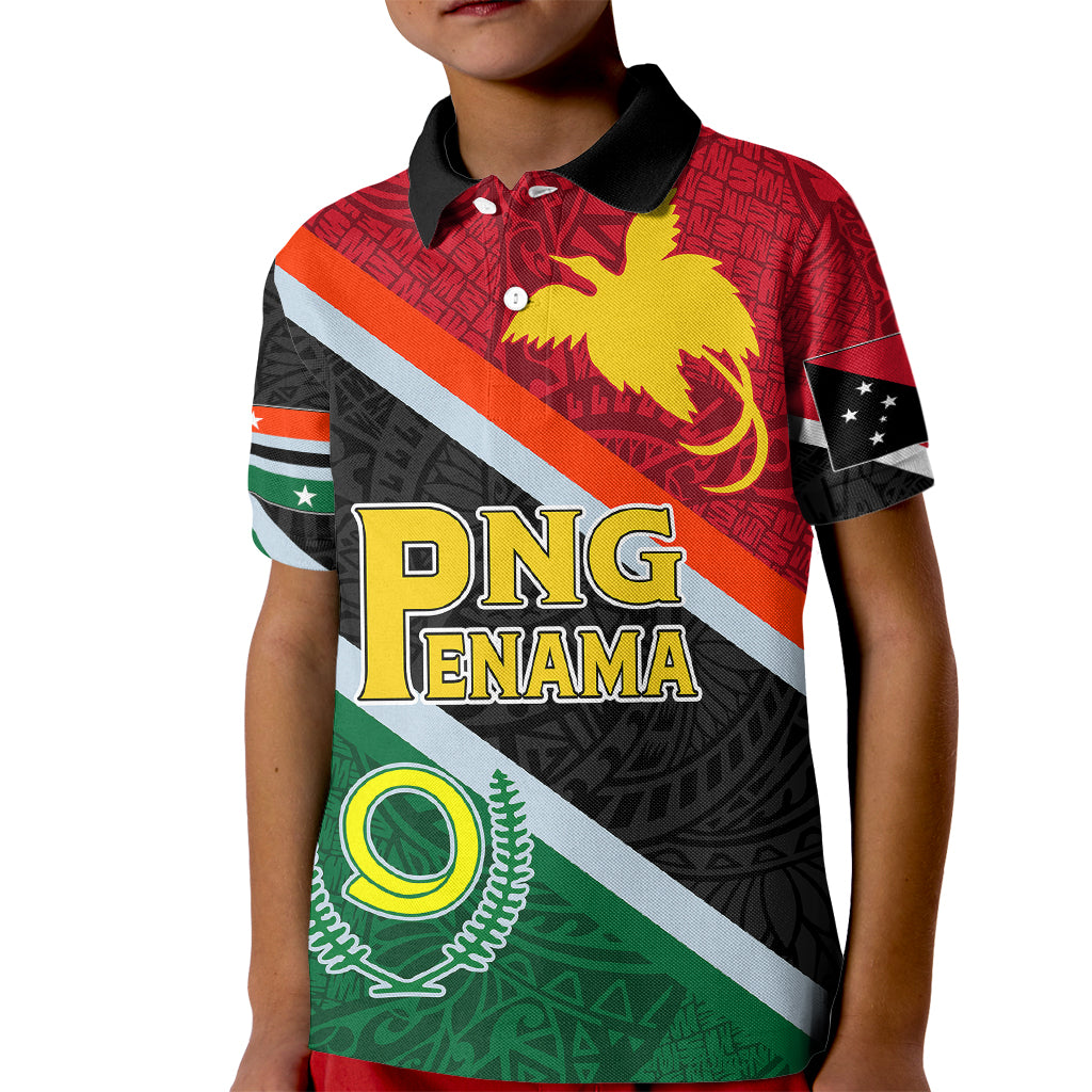 Personalised Penama and Papua New Guinea Day Kid Polo Shirt Emblem Mix Style - Wonder Print Shop