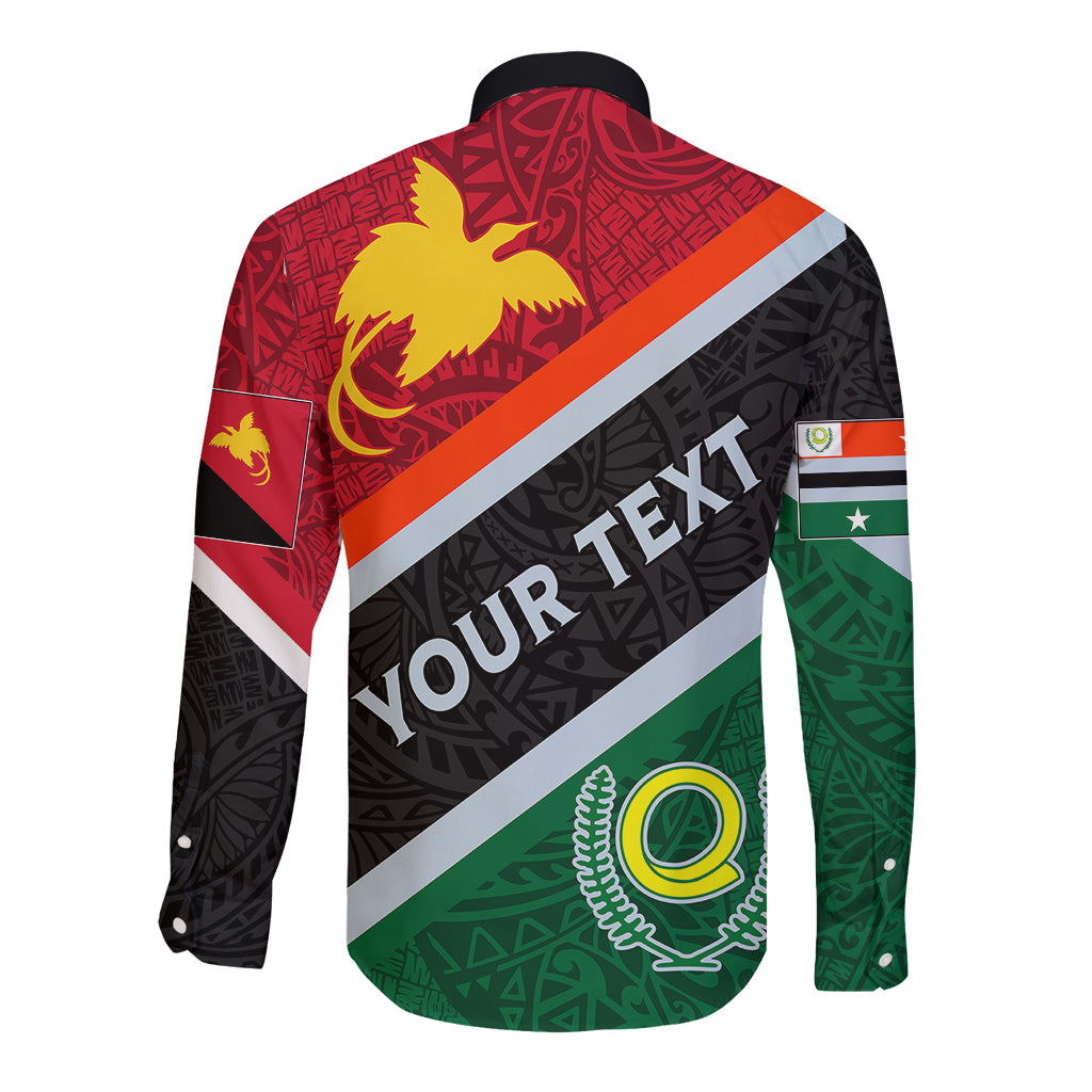 Personalised Penama and Papua New Guinea Day Long Sleeve Button Shirt Emblem Mix Style - Wonder Print Shop
