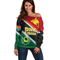 Personalised Penama and Papua New Guinea Day Off Shoulder Sweater Emblem Mix Style - Wonder Print Shop