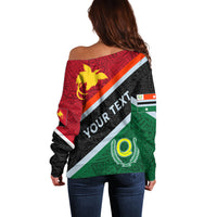 Personalised Penama and Papua New Guinea Day Off Shoulder Sweater Emblem Mix Style - Wonder Print Shop