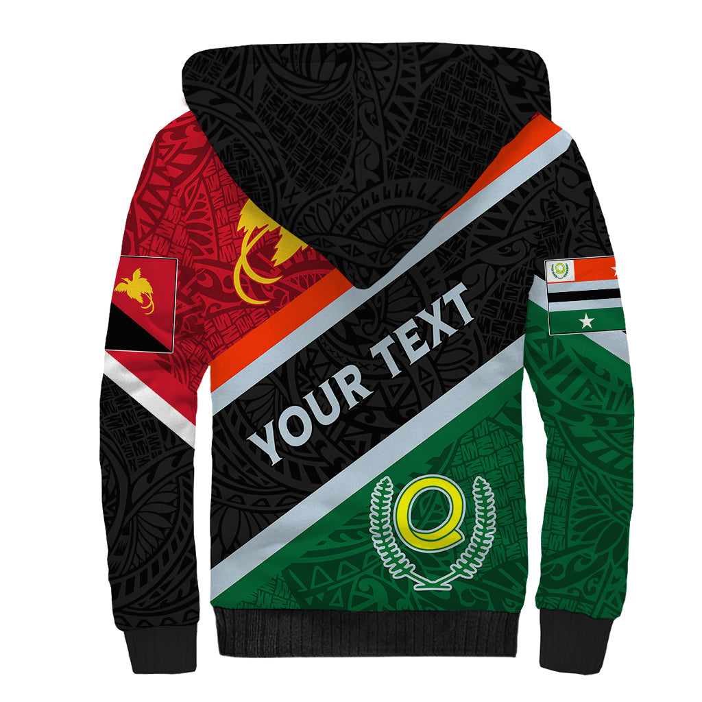 Personalised Penama and Papua New Guinea Day Sherpa Hoodie Emblem Mix Style - Wonder Print Shop