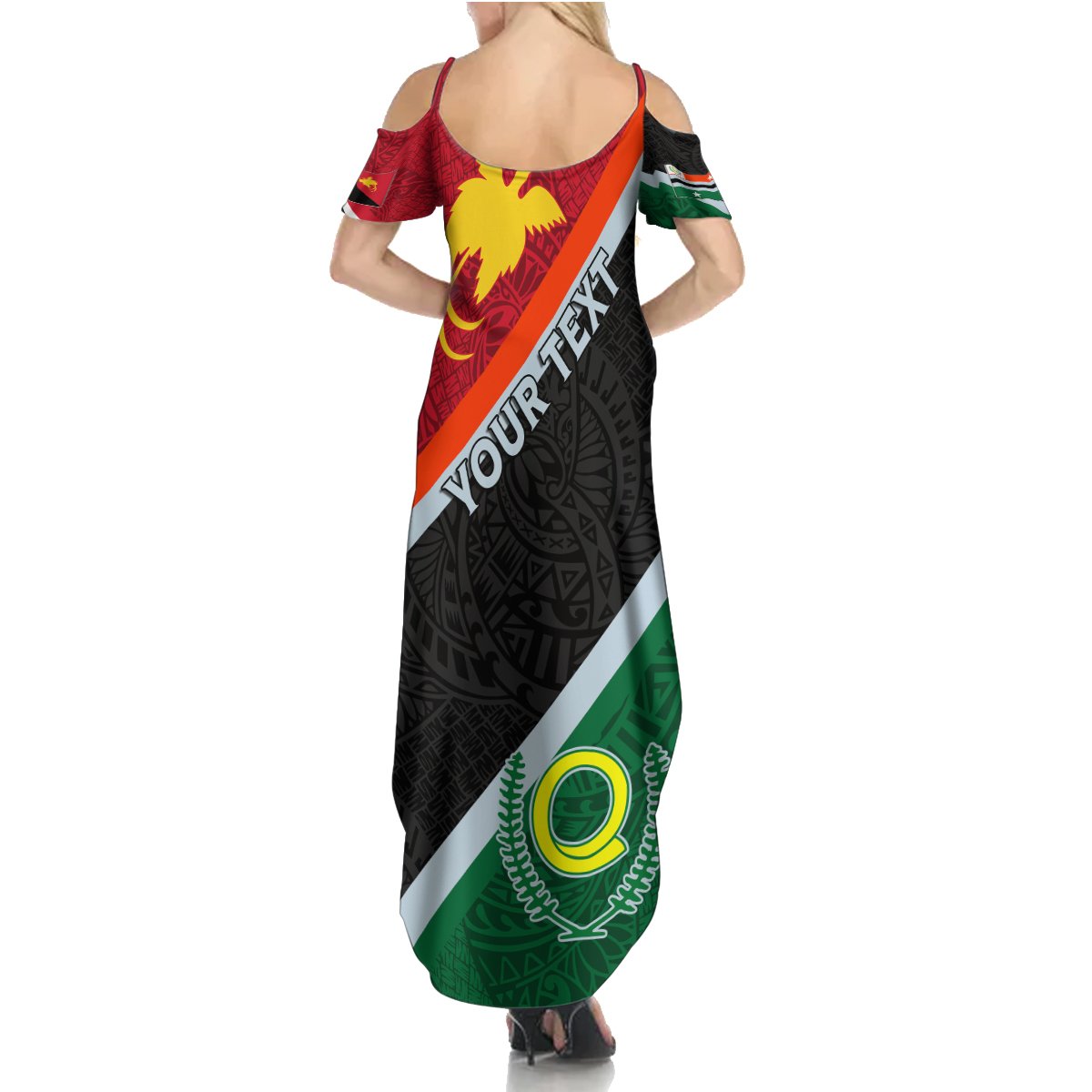 Personalised Penama and Papua New Guinea Day Summer Maxi Dress Emblem Mix Style - Wonder Print Shop