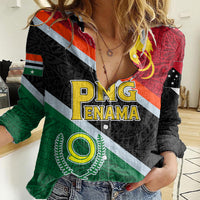 Personalised Penama and Papua New Guinea Day Women Casual Shirt Emblem Mix Style - Wonder Print Shop