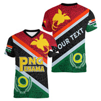 Personalised Penama and Papua New Guinea Day Women V Neck T Shirt Emblem Mix Style - Wonder Print Shop