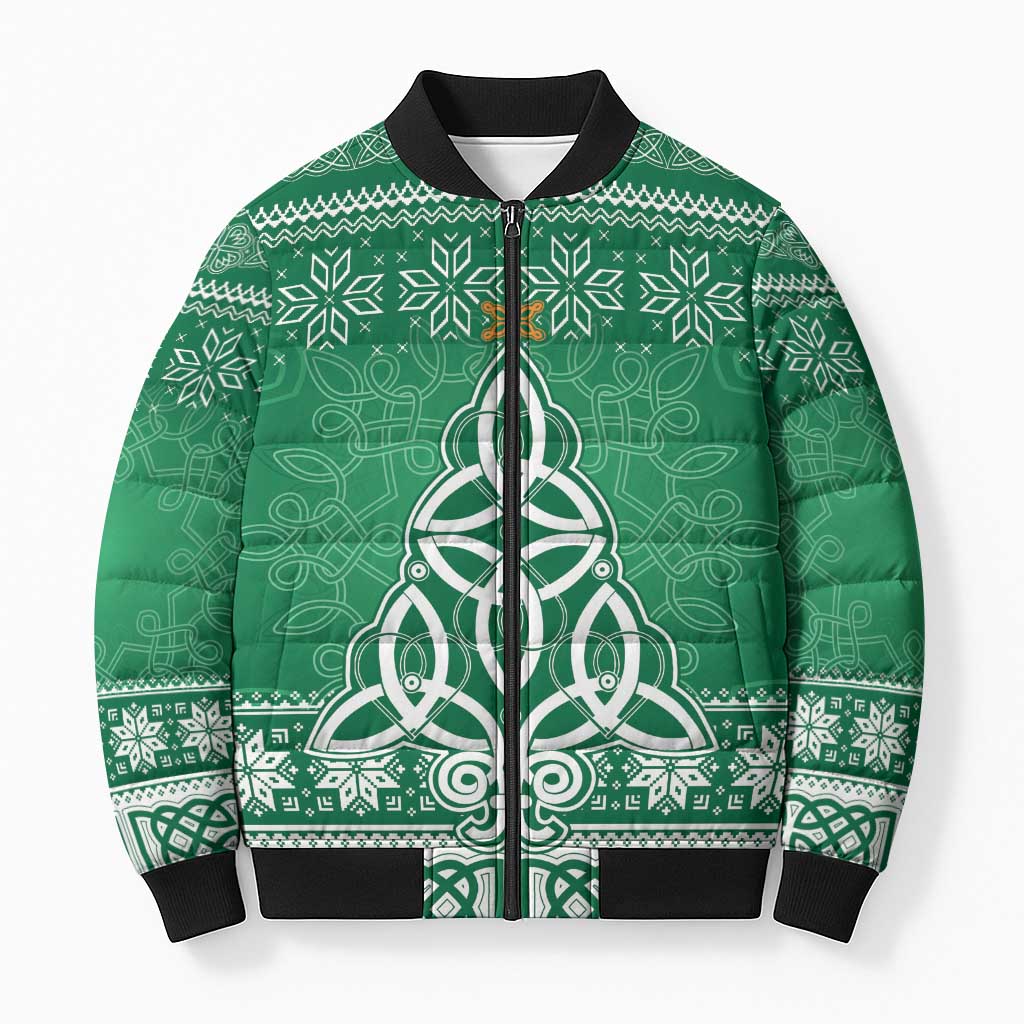 Christmas Ireland Celtic Bomber Puffer Jacket Special Xmas Tree - Wonder Print Shop