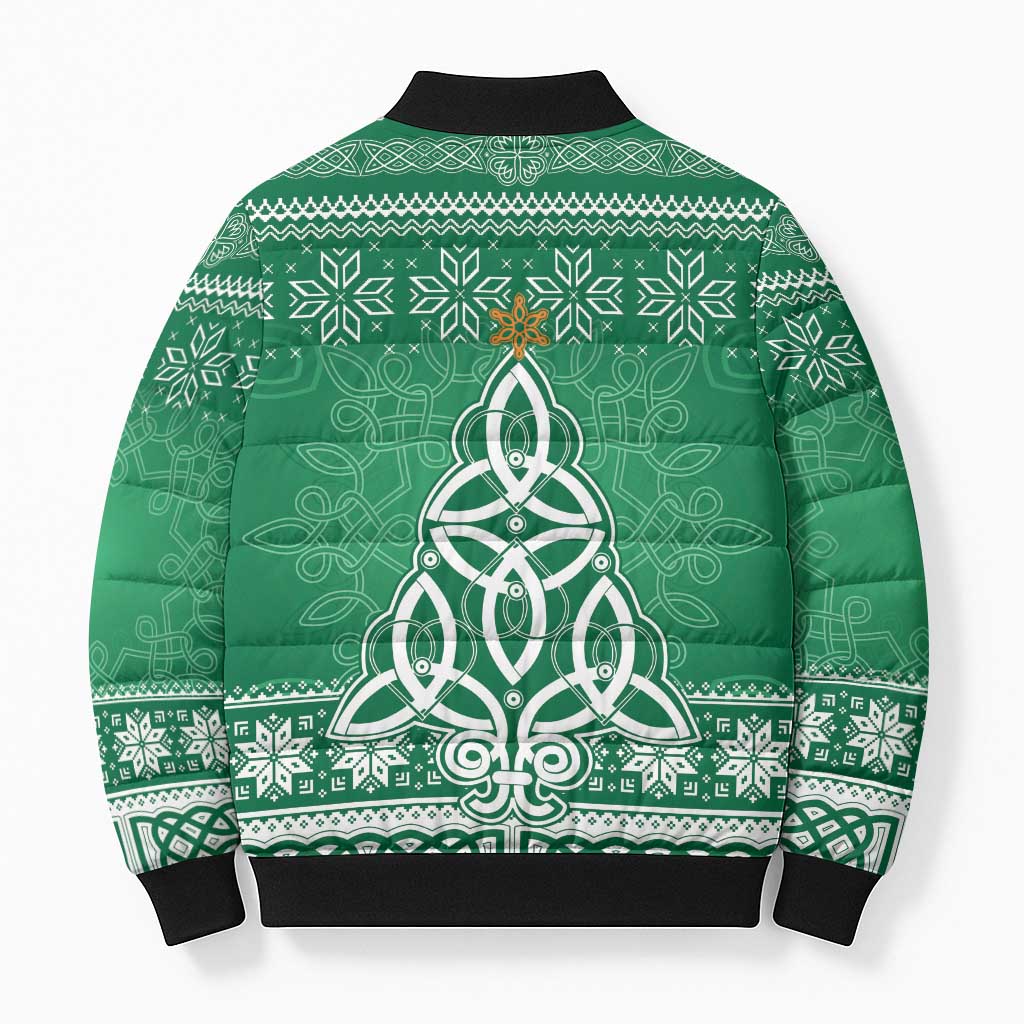 Christmas Ireland Celtic Bomber Puffer Jacket Special Xmas Tree - Wonder Print Shop