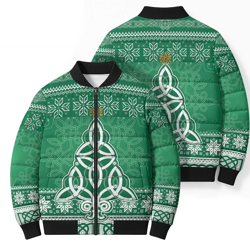 Christmas Ireland Celtic Bomber Puffer Jacket Special Xmas Tree - Wonder Print Shop