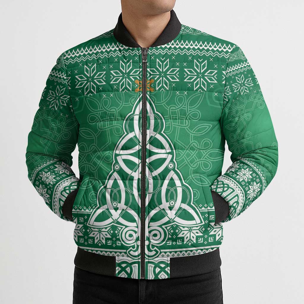 Christmas Ireland Celtic Bomber Puffer Jacket Special Xmas Tree - Wonder Print Shop
