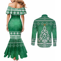 Christmas Ireland Celtic Couples Matching Mermaid Dress and Long Sleeve Button Shirt Special Xmas Tree - Wonder Print Shop