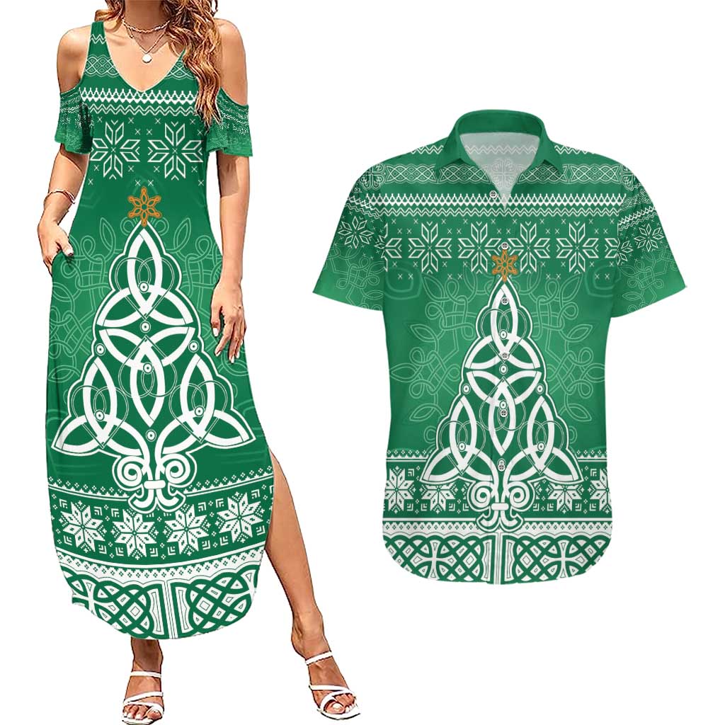 Christmas Ireland Celtic Couples Matching Summer Maxi Dress and Hawaiian Shirt Special Xmas Tree - Wonder Print Shop
