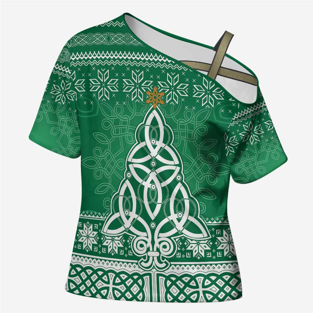 Christmas Ireland Celtic Cross Shoulder Shirt Special Xmas Tree - Wonder Print Shop