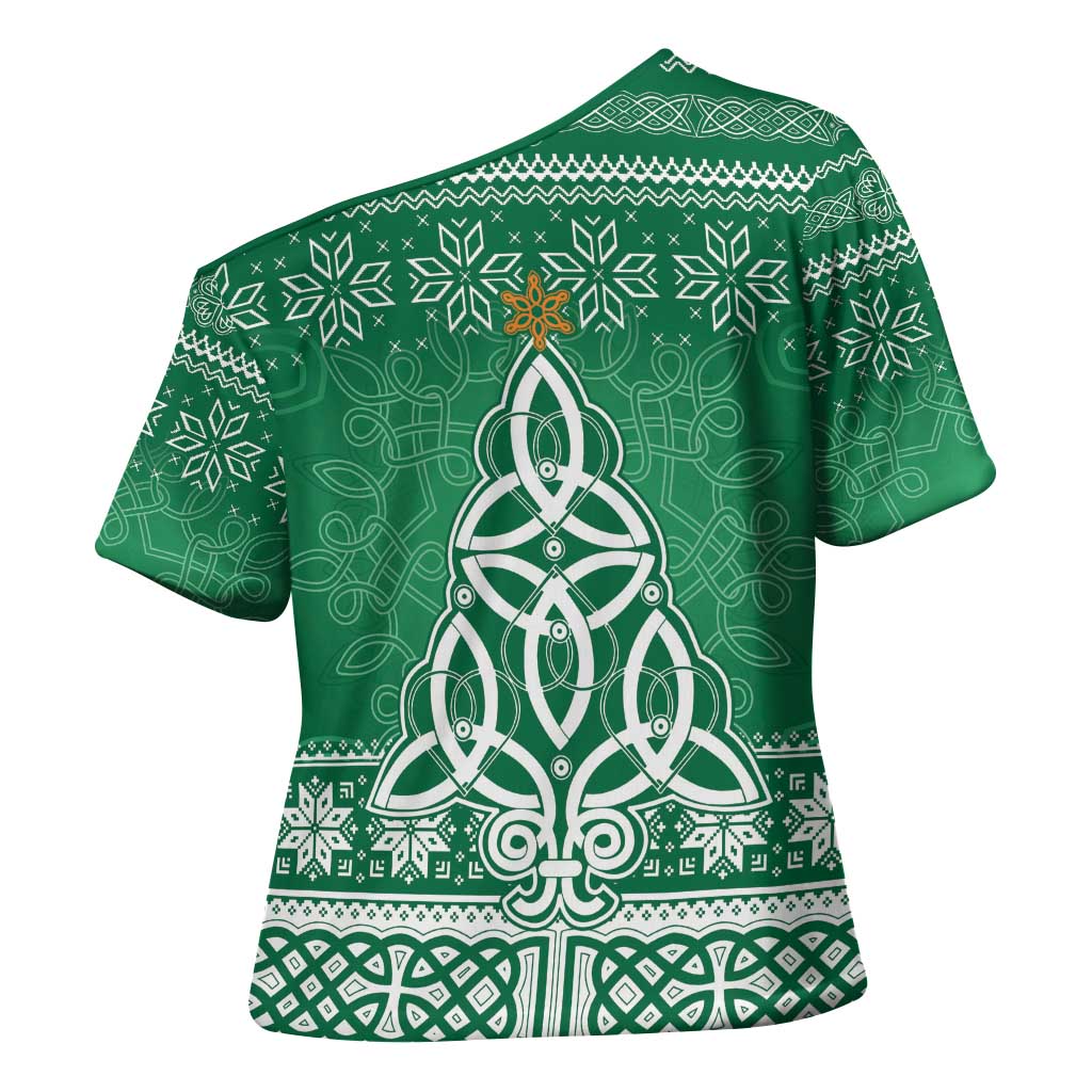 Christmas Ireland Celtic Cross Shoulder Shirt Special Xmas Tree - Wonder Print Shop