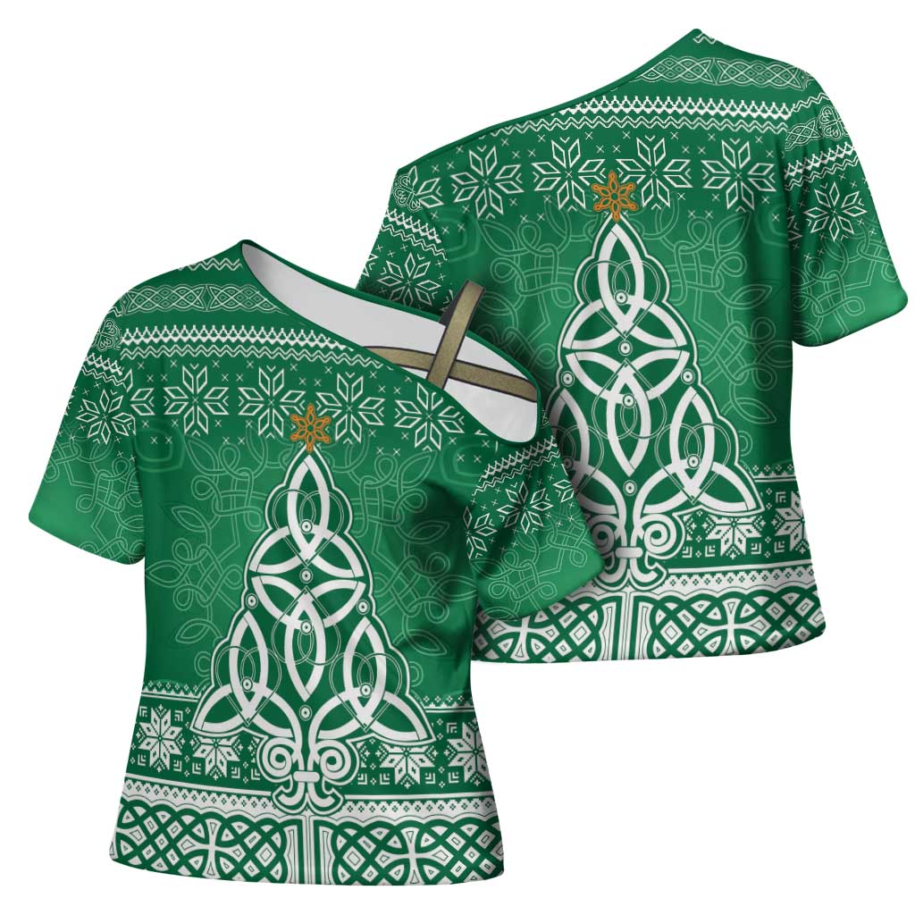 Christmas Ireland Celtic Cross Shoulder Shirt Special Xmas Tree - Wonder Print Shop