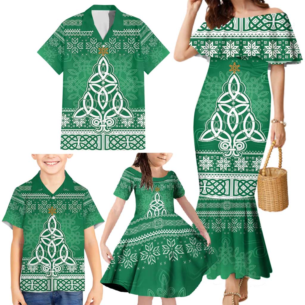 Christmas Ireland Celtic Family Matching Mermaid Dress and Hawaiian Shirt Special Xmas Tree - Wonder Print Shop