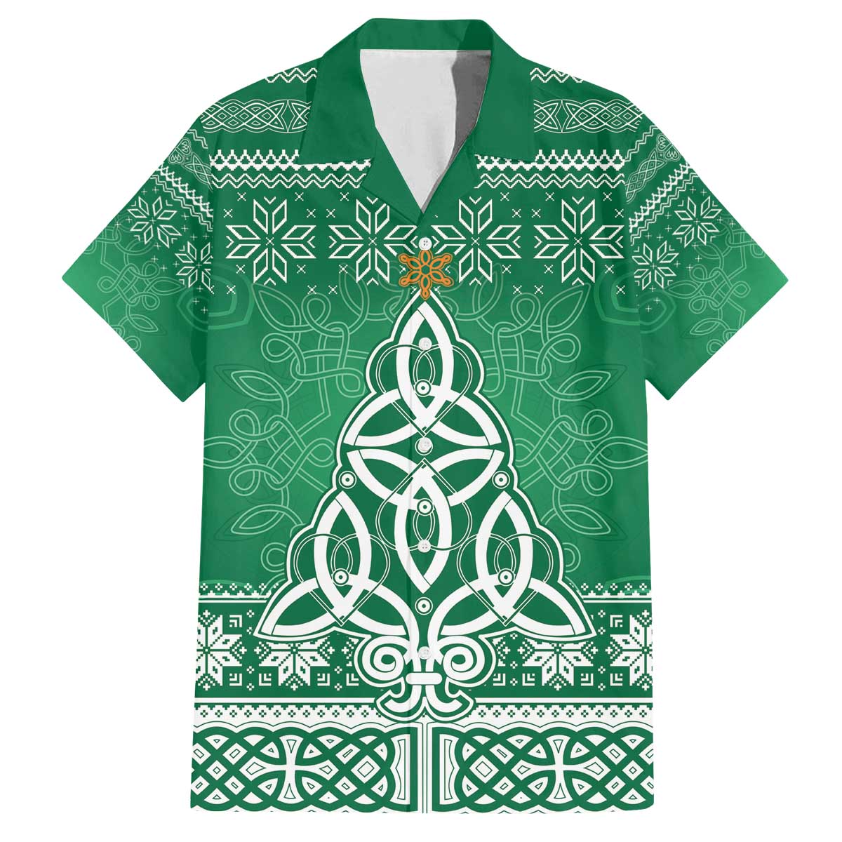 Christmas Ireland Celtic Family Matching Off The Shoulder Long Sleeve Dress and Hawaiian Shirt Special Xmas Tree - Wonder Print Shop
