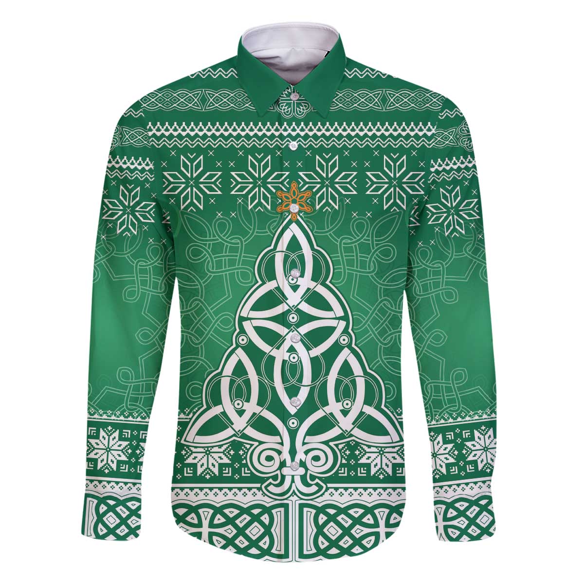 Christmas Ireland Celtic Family Matching Off The Shoulder Long Sleeve Dress and Hawaiian Shirt Special Xmas Tree - Wonder Print Shop